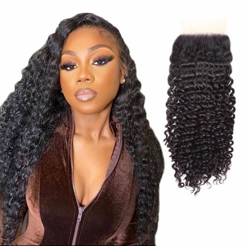 XS Hair Cuticle Aligned Virgin Transparent4x4 Lace Closure Deep Wave