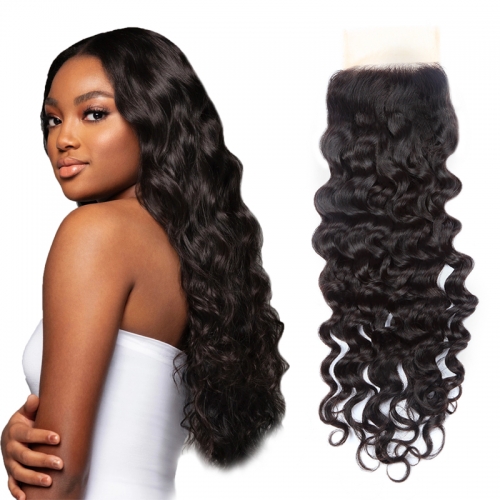 XS Hair Cuticle Aligned Virgin Transparent4x4 Lace Closure Loose Wave