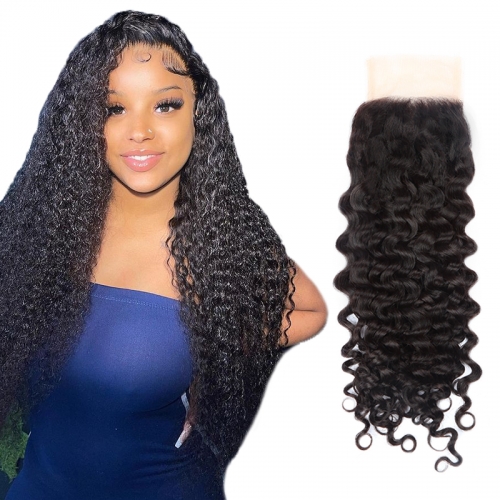 XS Hair Cuticle Aligned Virgin Transparent4x4 Lace Closure Italain Curly