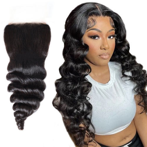 XS Hair Cuticle Aligned Virgin Transparent4x4 Lace Closure Loose Curly