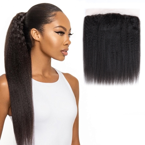 XS Hair Raw Virgin Hair 13*4 Transparent Lace Frontal Kinky Straight