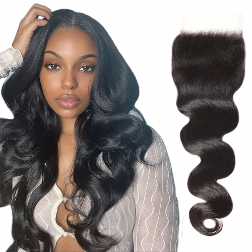 XS Hair Virgin HD 4x4 Lace Closure Body Wave with Cuticle Aligned
