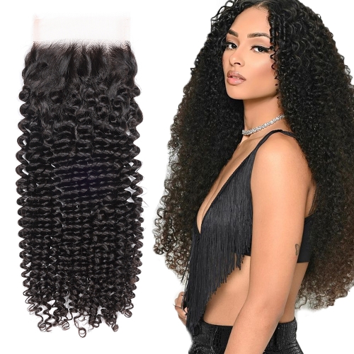 XS Hair Virgin HD 4x4 Lace Closure Deep Curly with Cuticle Aligned