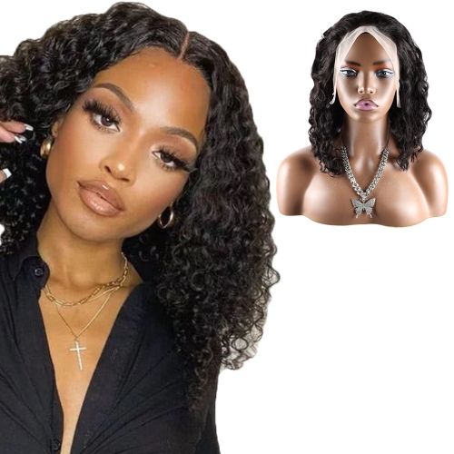 XS Hair 13x4 Brazilian Unprocessed  Lace Frontal Bob Wig Italian Curly