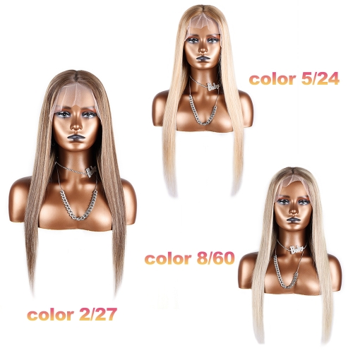 XS Hair 13*6 Transparent Lace Frontal Color Wigs Straight