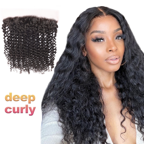 XS Hair Raw Virgin Hair 13*4 HD Lace Frontal Deep Curly