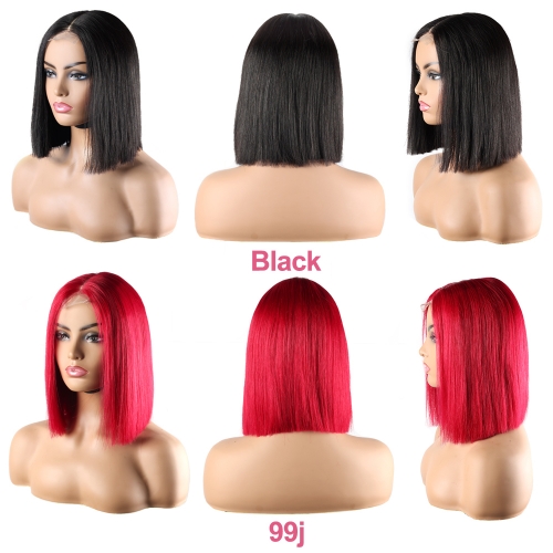 XS Hair  Double Drawn 2x6 Closure Colored Bob  Wigs 200%  Density Without Short Hair